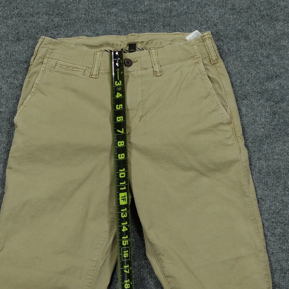 American Eagle Pants Mens 28x30 Khaki Tan Slim Fit Chino Stretch Cotton Blend